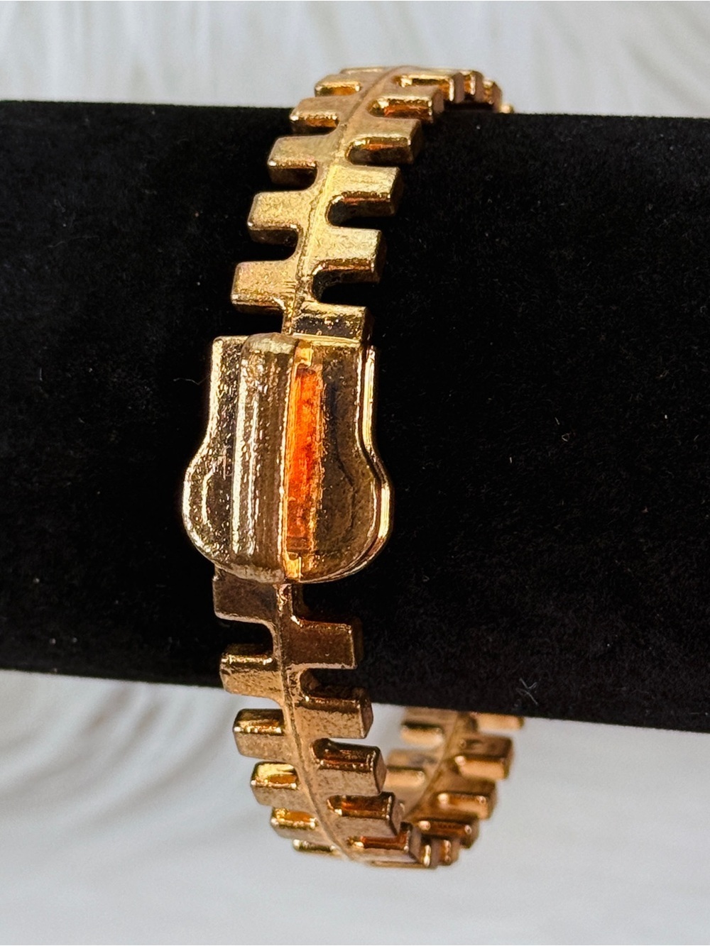 Vintage copper tone, zipper bracelet, bangle